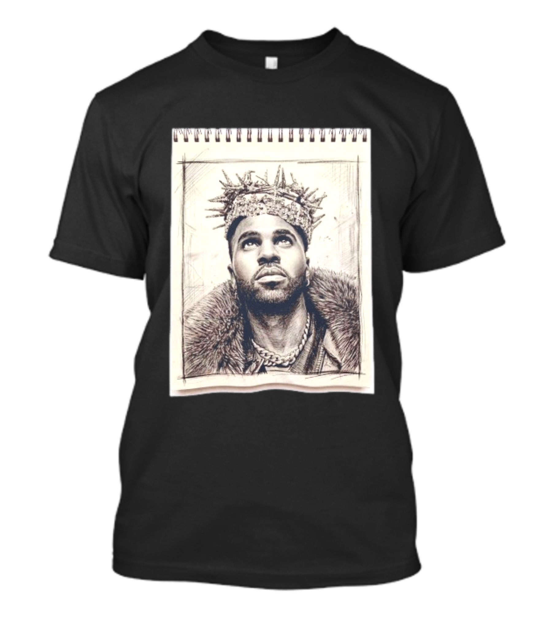 The Big Jason Derulo Sketchbook Crown Fur Chain T-Shirt