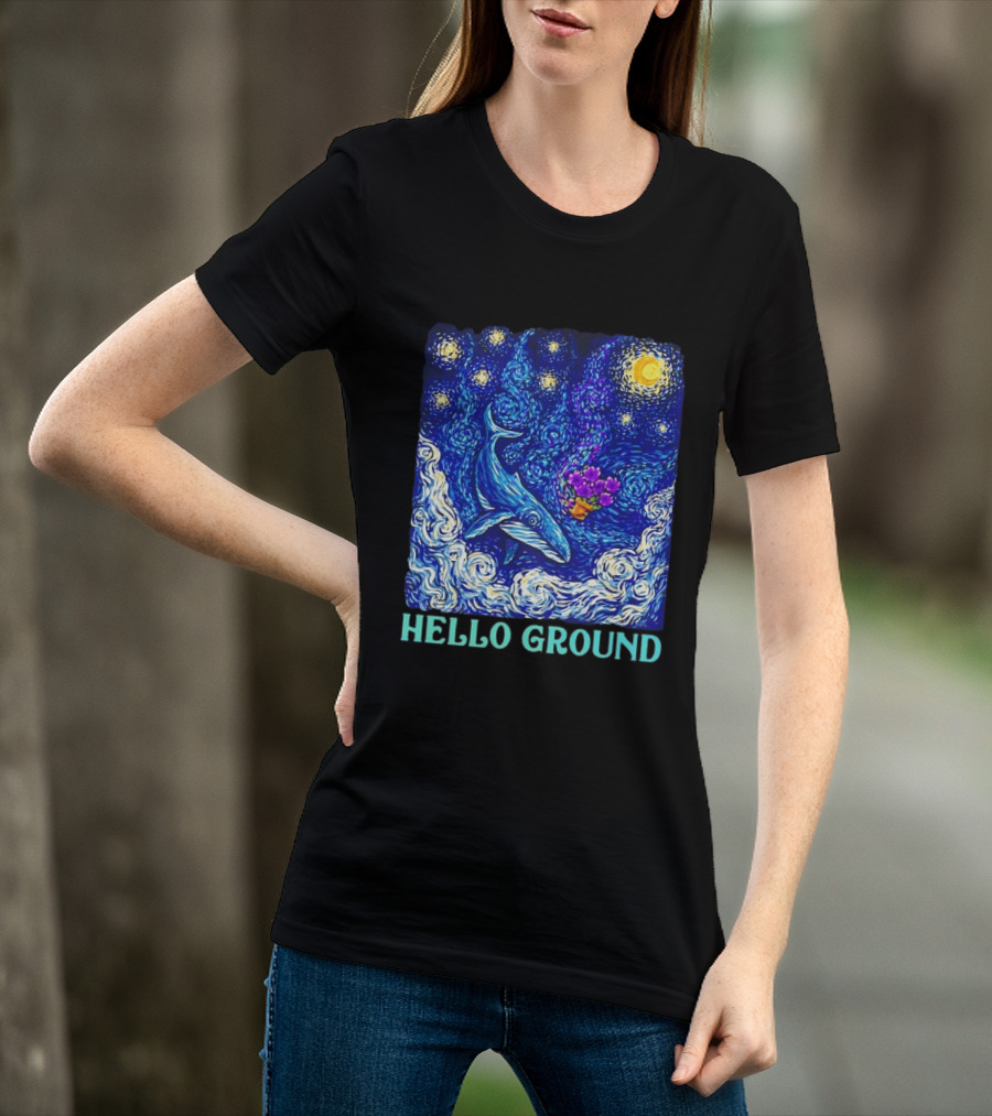 The Hitchhiker's Guide To The Galaxy Starry Night Hello Ground Whale T-Shirt