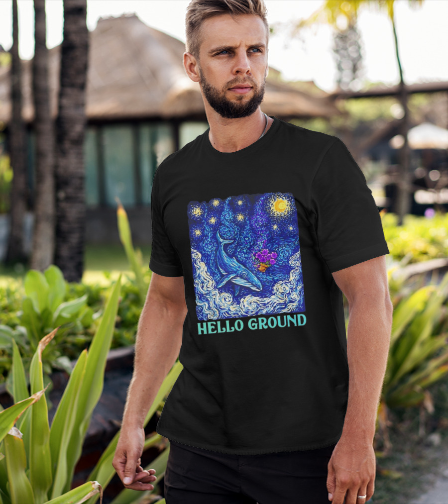 The Hitchhiker's Guide To The Galaxy Starry Night Hello Ground Whale T-Shirt