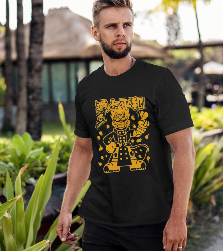 Vash The Stampede Trigun Love And Peace Japanese Text Anime T-Shirt
