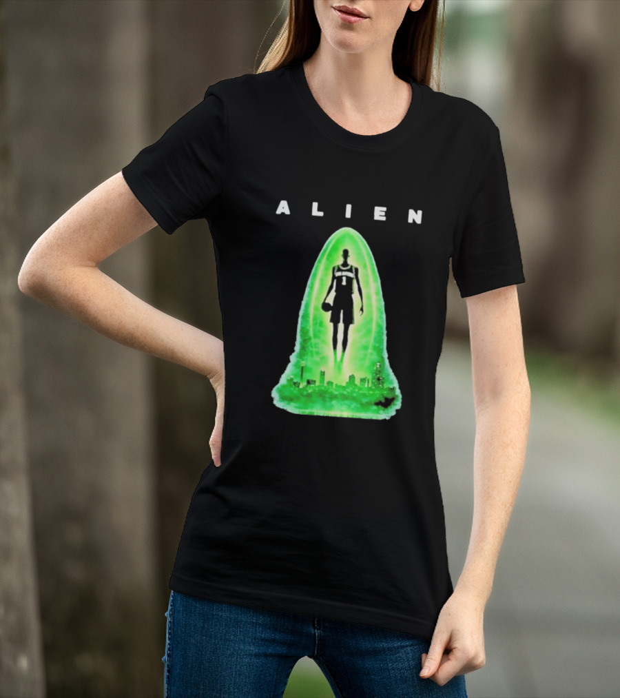 Alien Wemby San Antonio Alien Basketball Cityscape T-Shirt