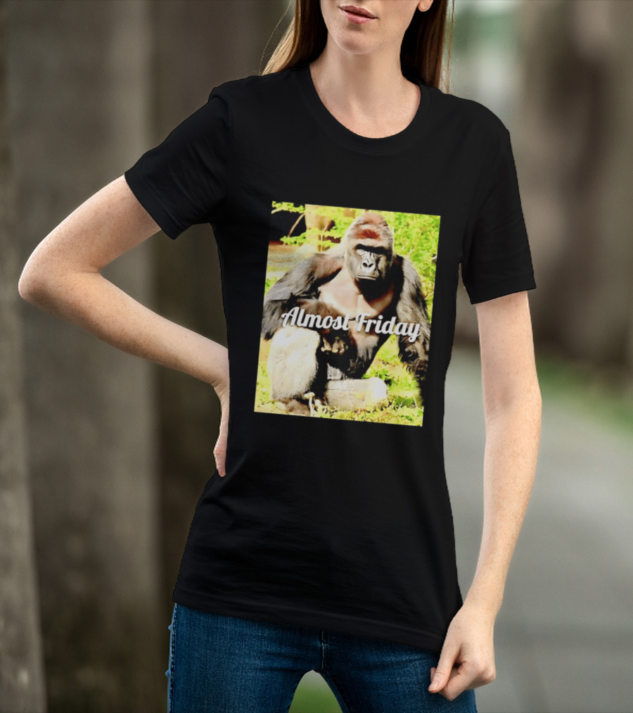 Almost Friday Gorilla Relaxing In Nature T-Shirt