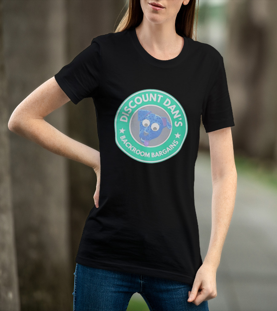 Discount Dan's Backroom Bargains Dog Face Circular T-Shirt