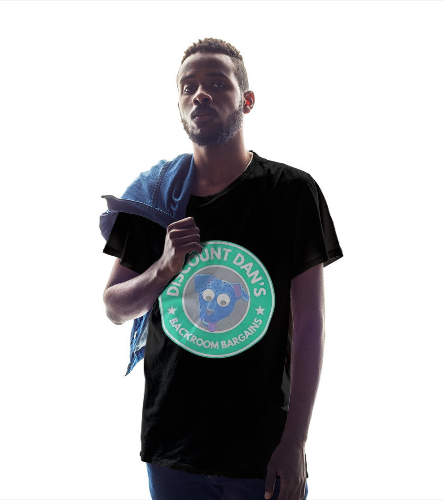 Discount Dan's Backroom Bargains Dog Face Circular T-Shirt