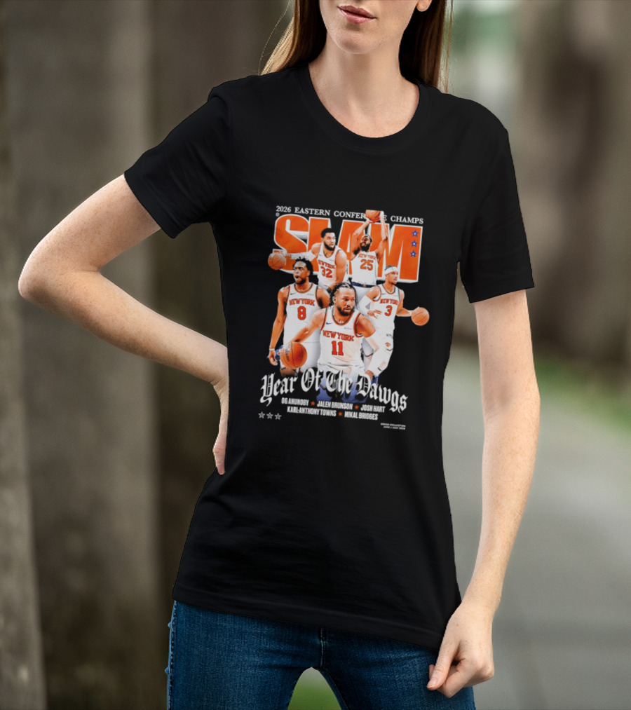 2023 Eastern Conference Champs New York Knicks SLAM Year Of The Dawgs Jalen Brunson Josh Hart Karl Anthony Towns T-Shirt