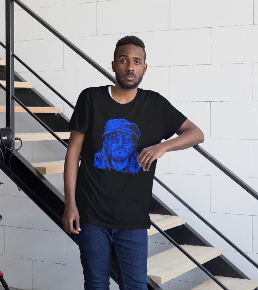 Keith Morris Blue Illustration Iconic Cap And Glasses T-Shirt