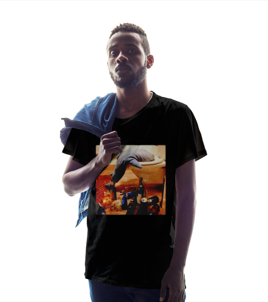 Shark Over Toilet With Alcohol Bottles Party Aftermath T-Shirt
