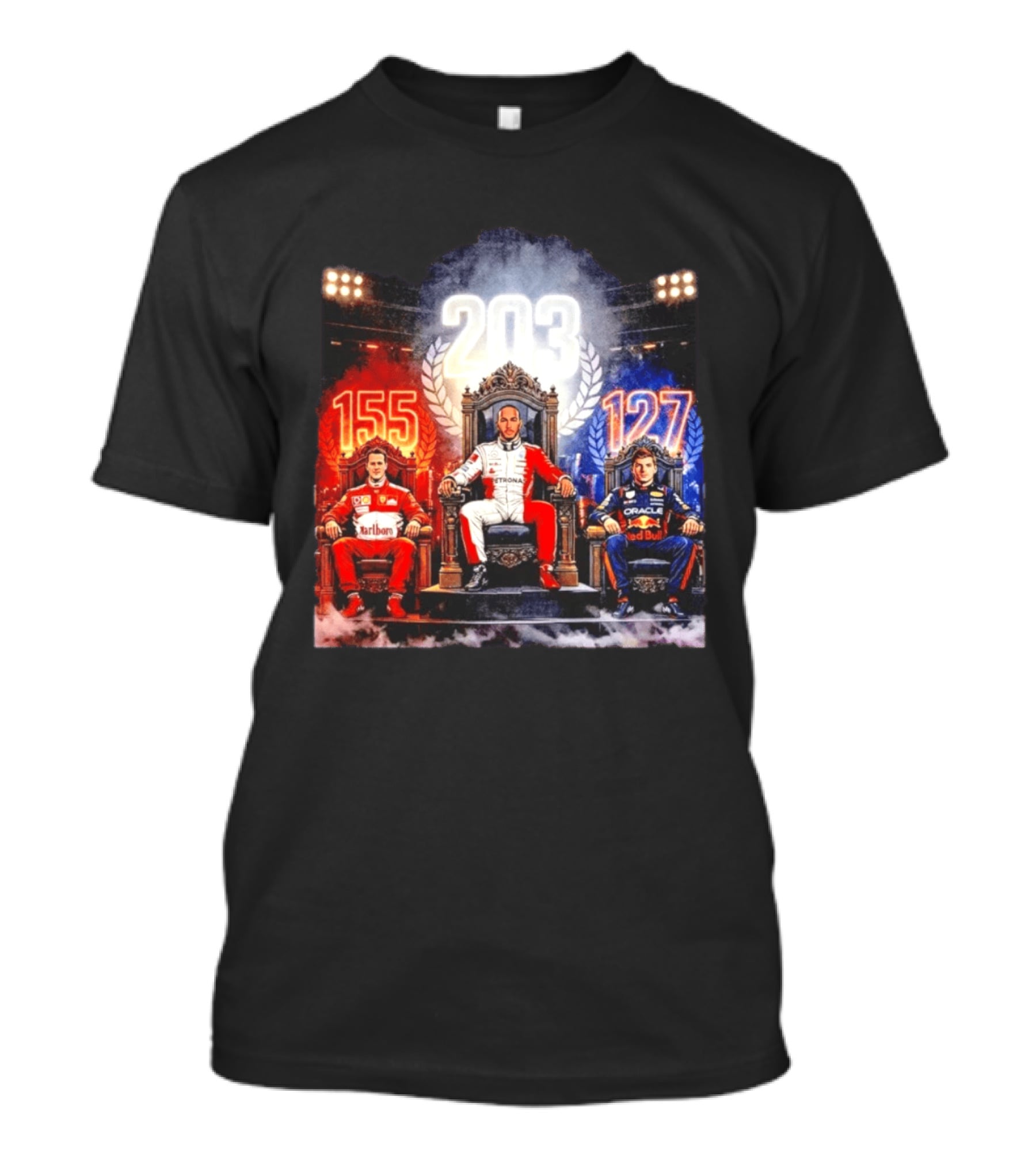 Michael Schumacher Lewis Hamilton Max Verstappen F1 155 203 127 Racing Legends T-Shirt