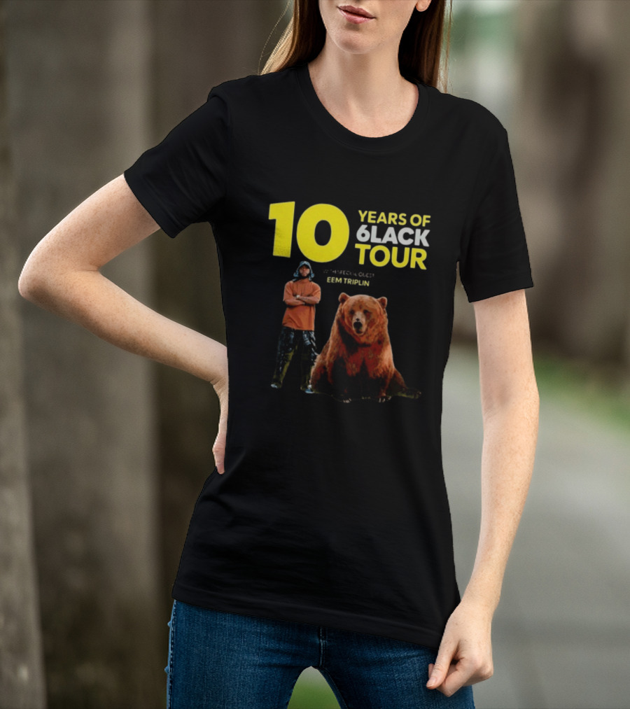 10 Years Of 6lack Tour Eem Triplin Brown Bear T-Shirt