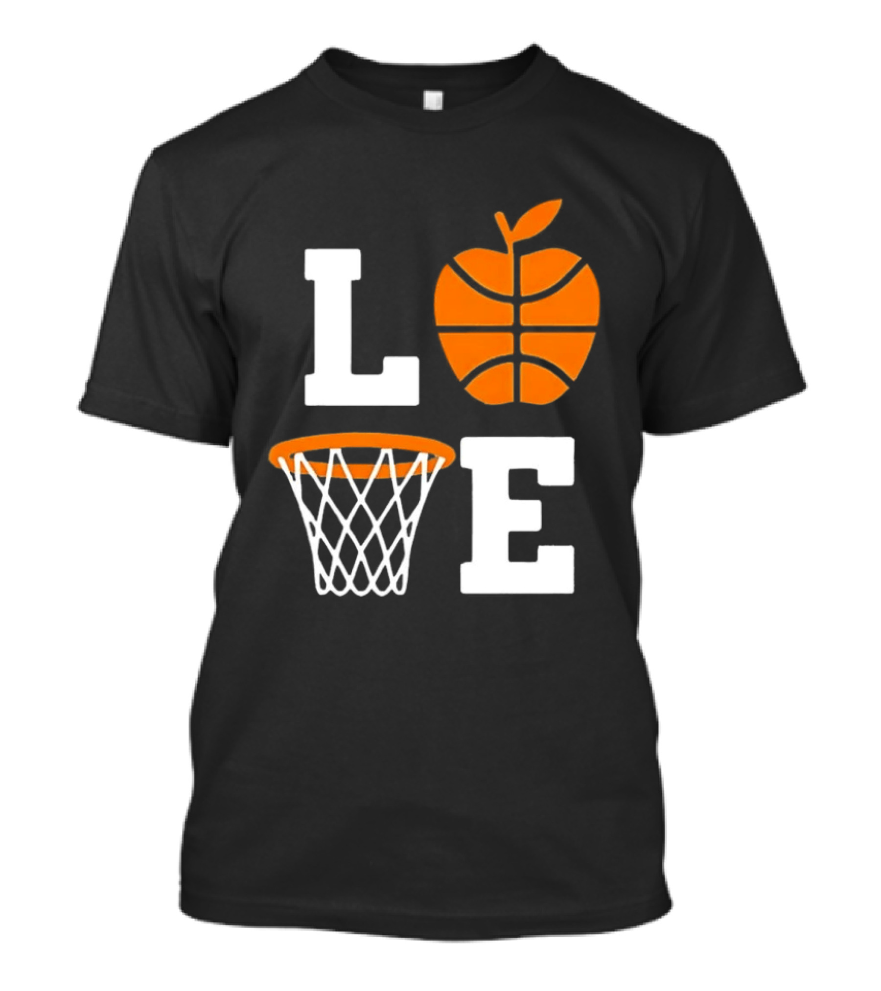 Love Apple Basketball Net Coach Teacher Player School Court Gameday T-Shirt