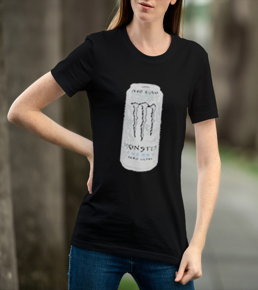 Monster Energy Zero Sugar White Can Patch T-Shirt