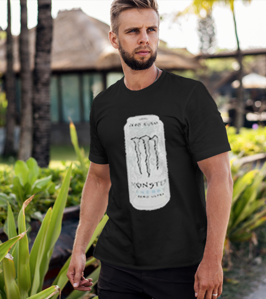Monster Energy Zero Sugar White Can Patch T-Shirt