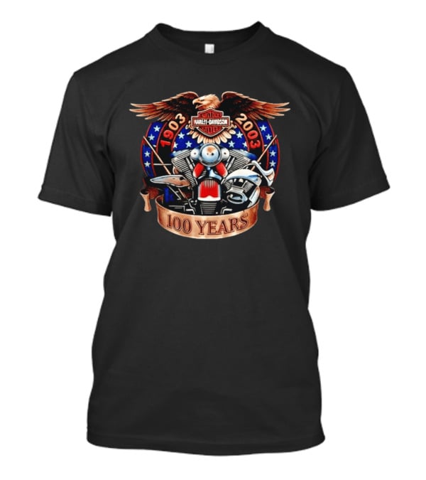 Harley Davidson 1903 2003 100 Years Eagle Engine Stars T-Shirt