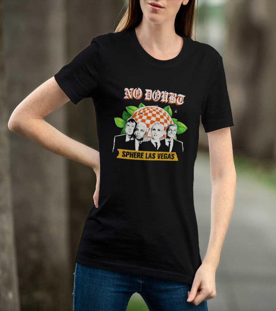 No Doubt Sphere Las Vegas Checkered Umbrella Band Members And Leaves T-Shirt