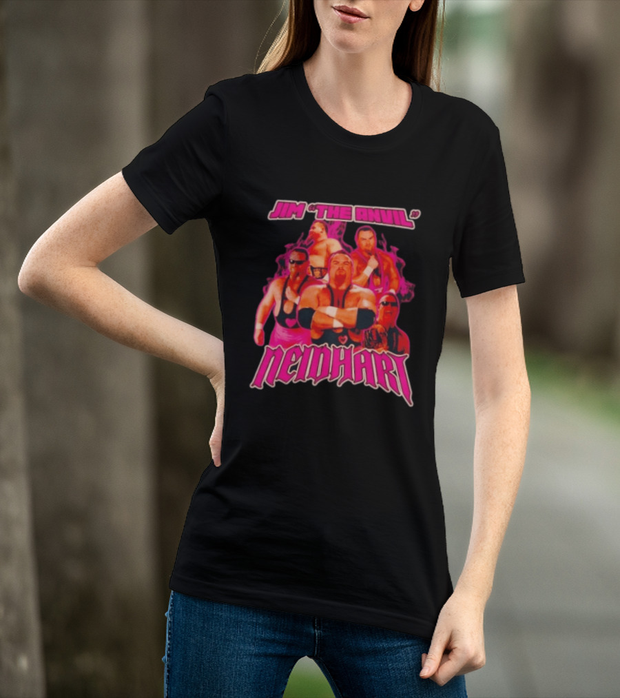 Jim Neidhart The Anvil Wrestler Pink Collage Neidhart T-Shirt
