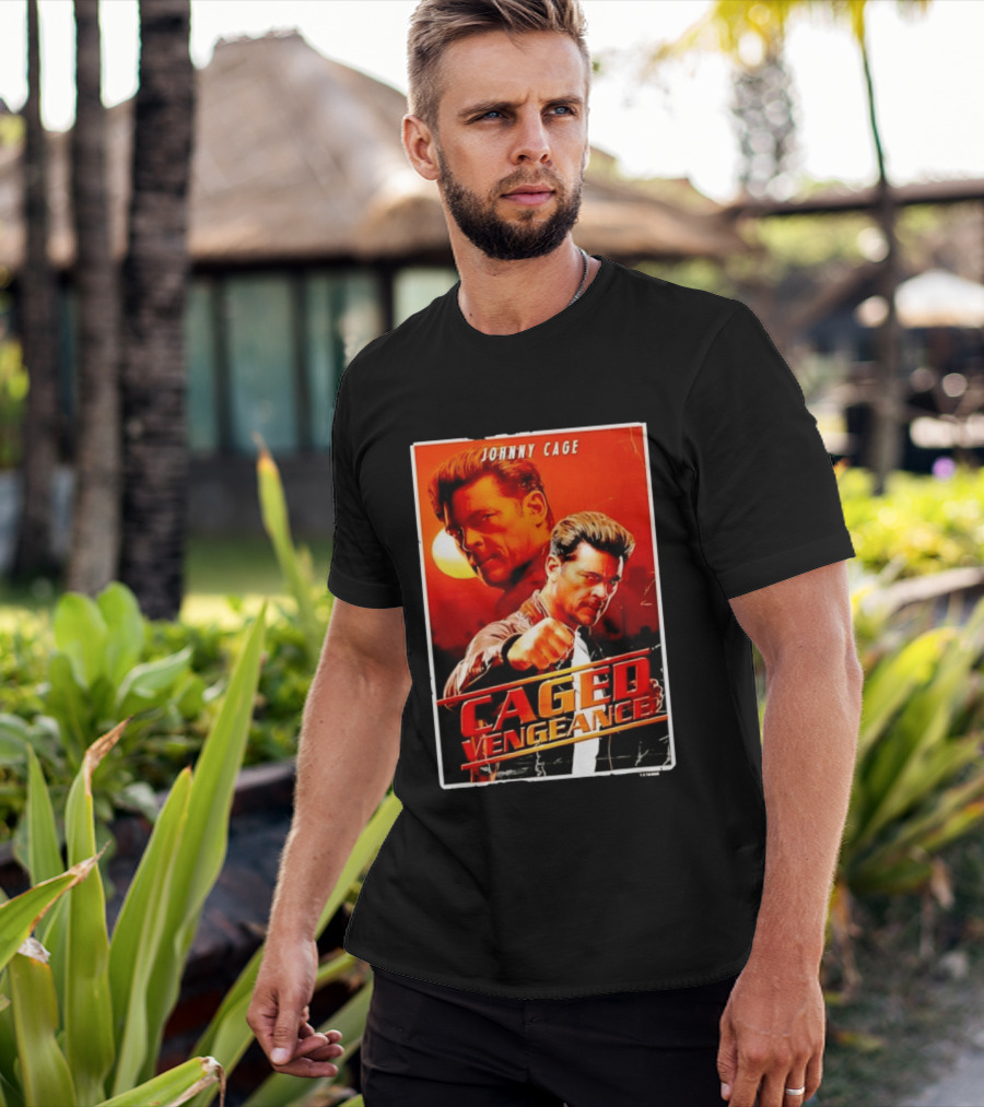 Johnny Cage Caged Vengeance Retro Action Movie T-Shirt