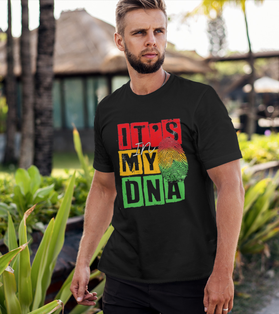 Juneteenth Black Queen It's In My DNA Fingerprint Red Yellow Green T-Shirt