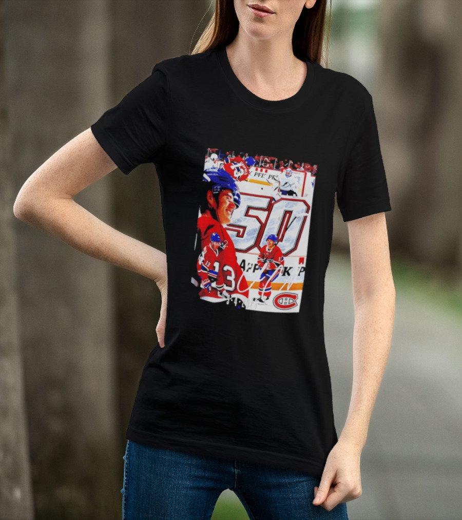 Montreal Canadiens Cole Caufield 50 Goals Celebration 2026 T-Shirt