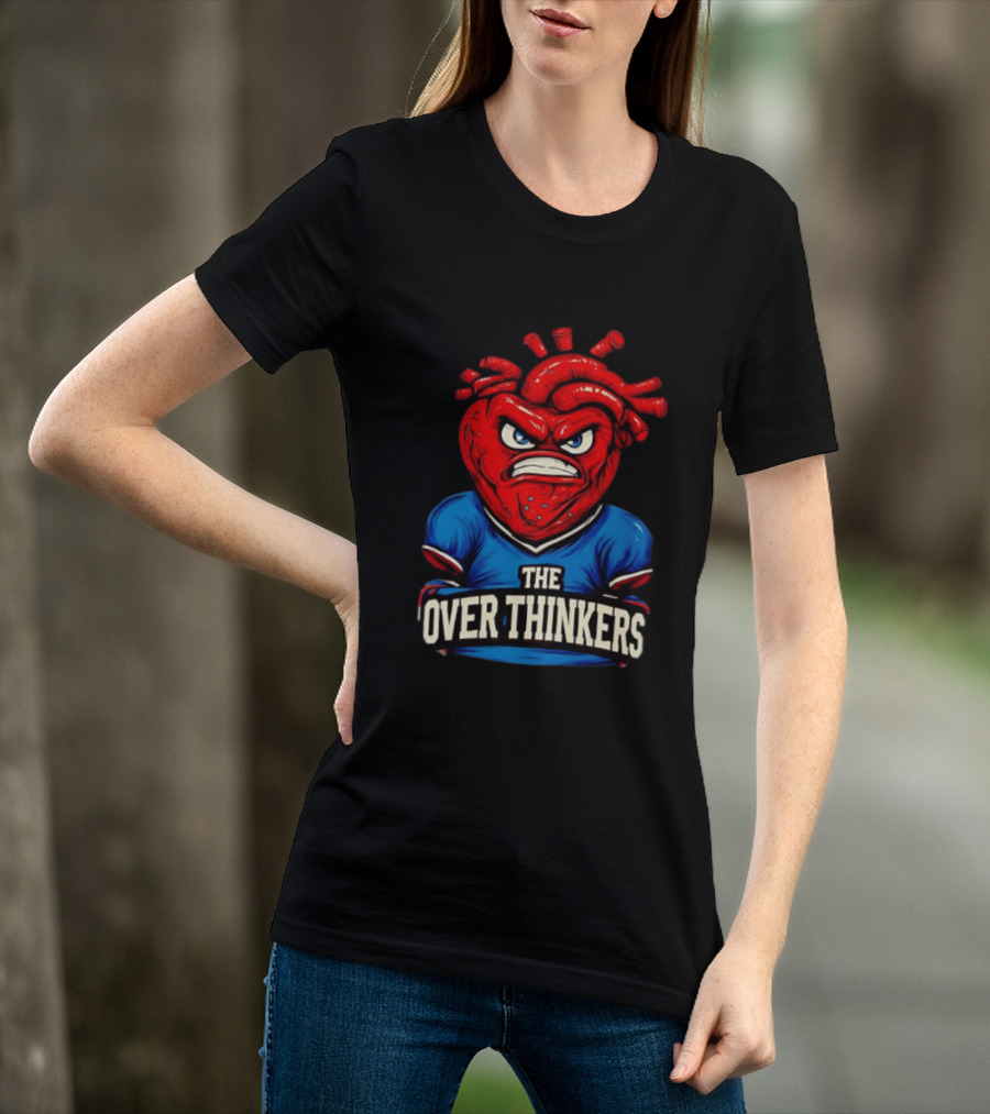 The Overthinkers Varsity Angry Heart Bold Red Blue T-Shirt