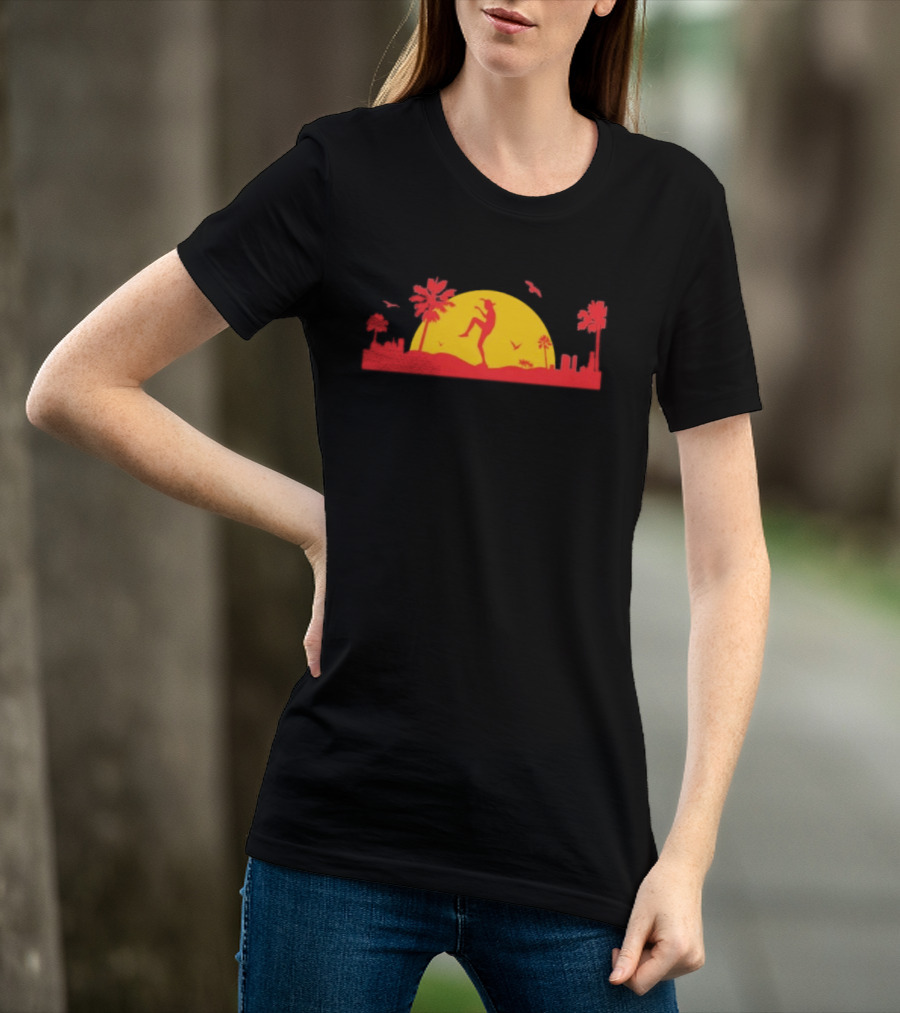 Cobra Kai Crane Kick Sunset Scene With Palm Trees And Birds T-Shirt