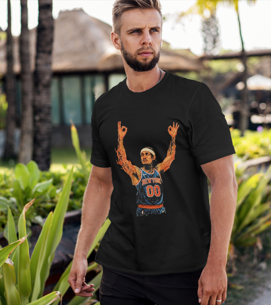 Jordan Clarkson New York Knicks Flaming Arms Basketball Game 1 2026 T-Shirt