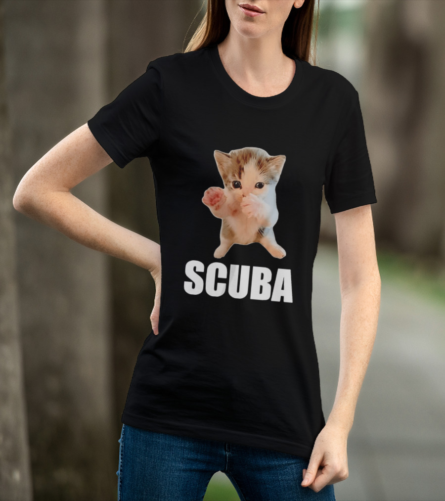 Kitten Cat Feline Pet Animal Martial Arts Scuba Meme Warrior Defender T-Shirt