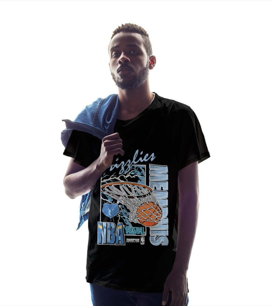 Grizzlies Memphis Basketball NBA Bear Logo And Hoop T-Shirt