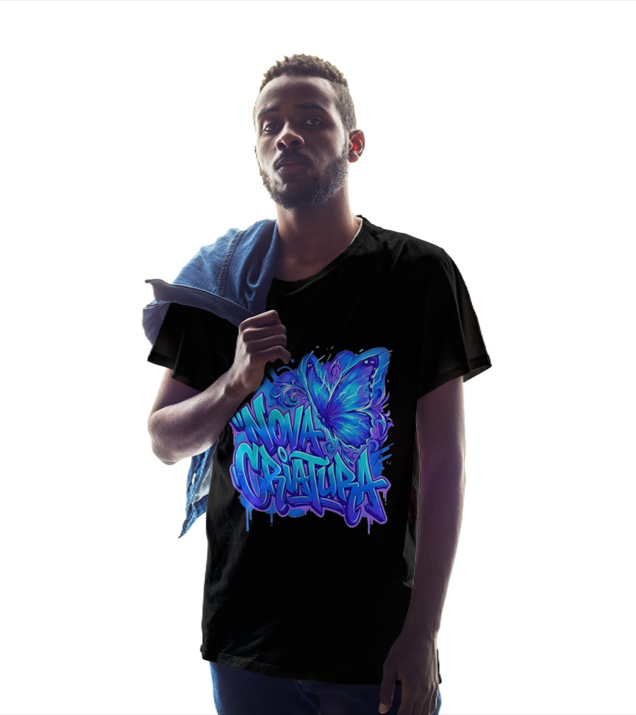 Nova Criatura Butterfly Electric Blue Street Art Aesthetic T-Shirt