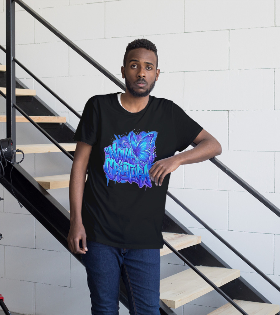 Nova Criatura Butterfly Electric Blue Street Art Aesthetic T-Shirt