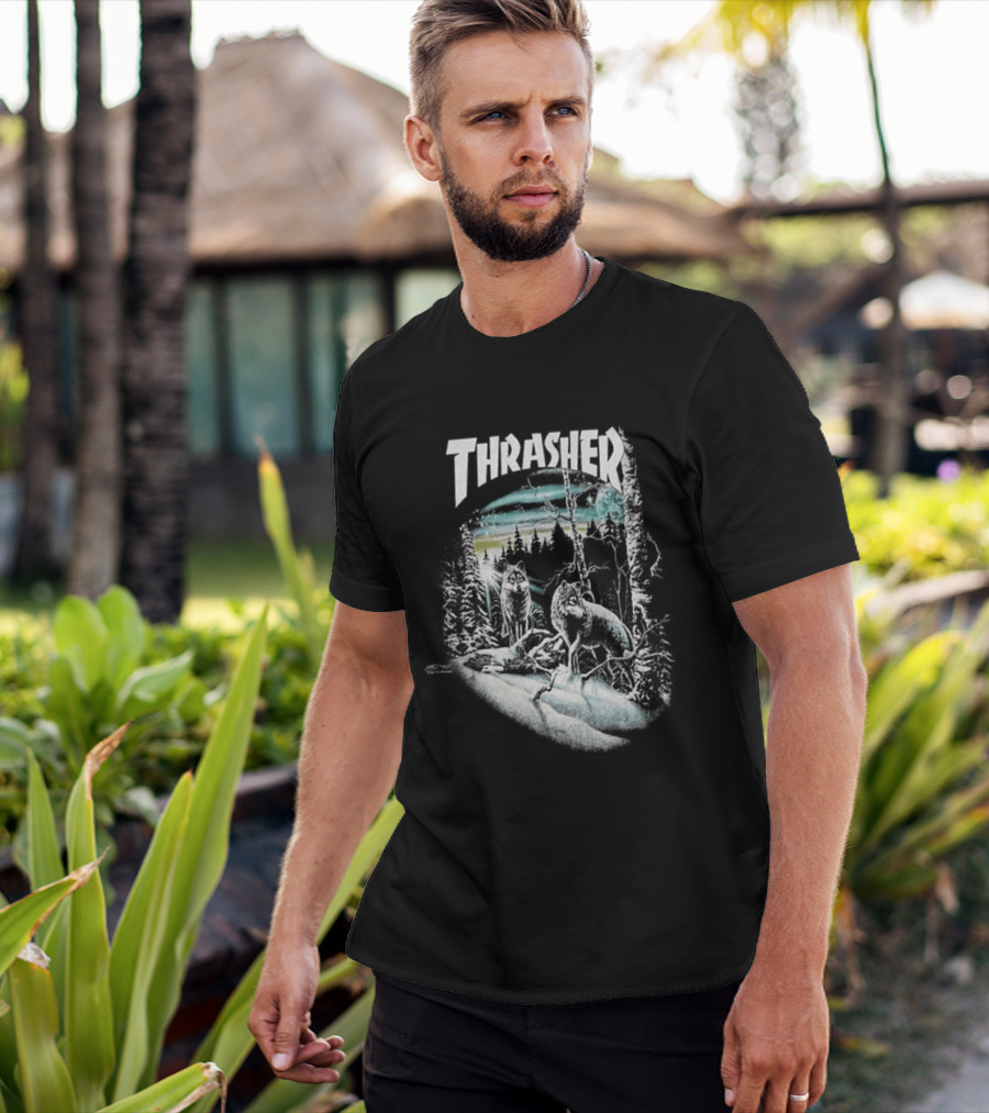 Thrasher 13 Wolves Forest Scene T-Shirt