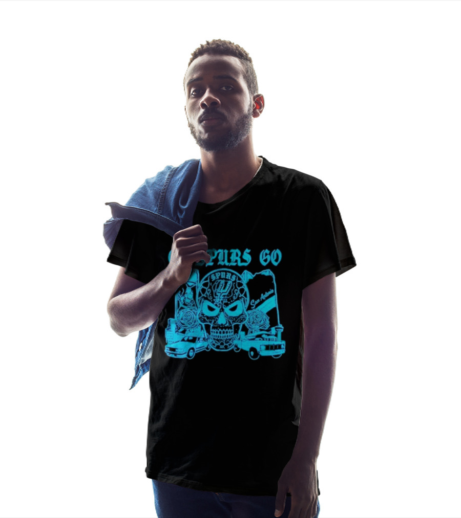 Go Spurs Go San Antonio Spurs NBA Skull And Cars T-Shirt