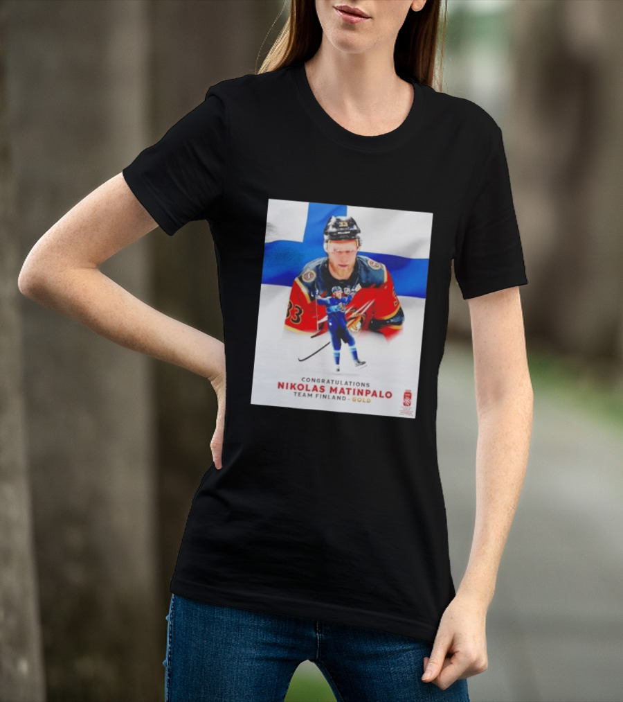 Congratulations Nikolas Matinpalo Team Finland Gold Finnish Flag Ice Hockey Celebration T-Shirt