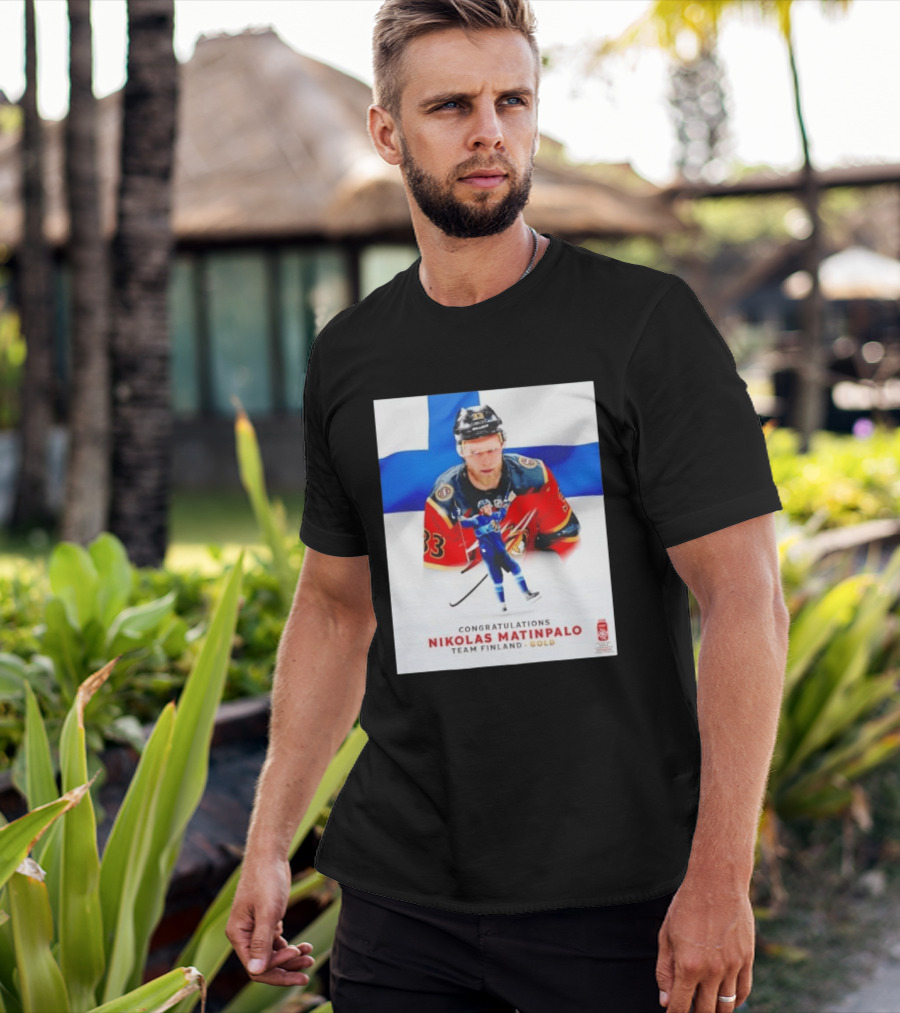 Congratulations Nikolas Matinpalo Team Finland Gold Finnish Flag Ice Hockey Celebration T-Shirt