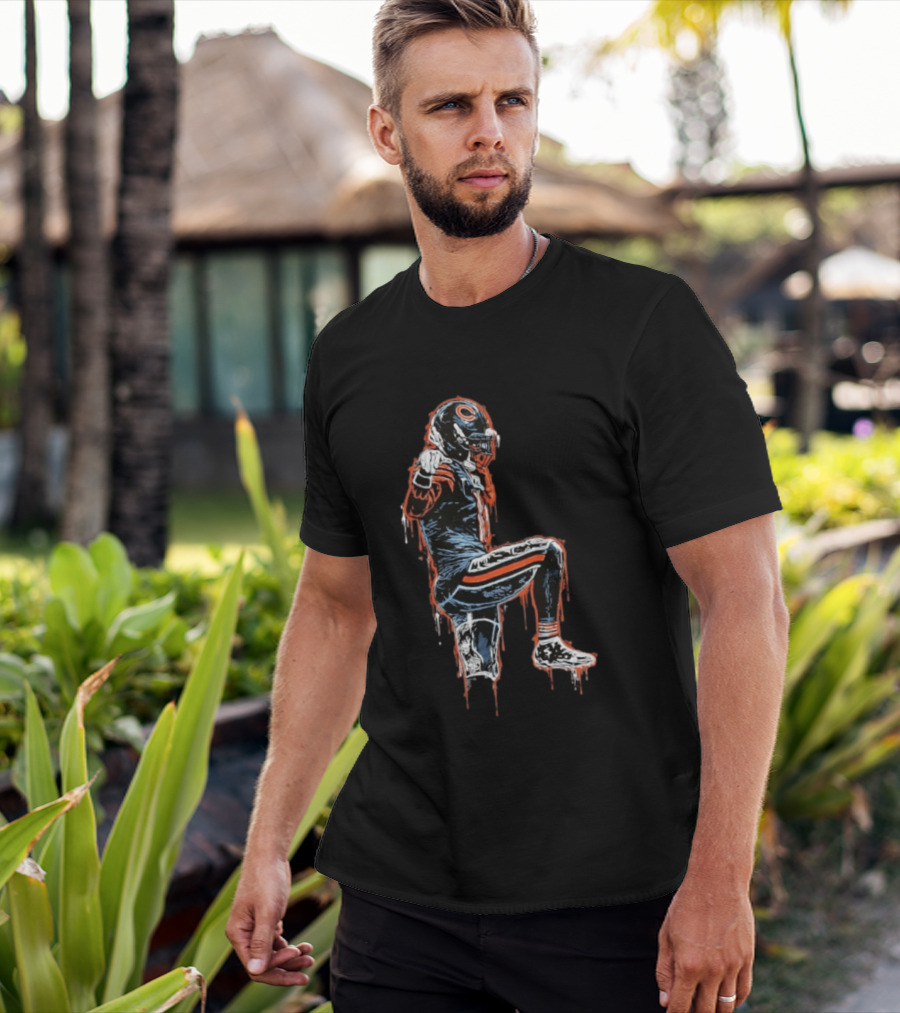 DC4L Custom Crane Stance Kneeling Football Player Streaking Drips T-Shirt
