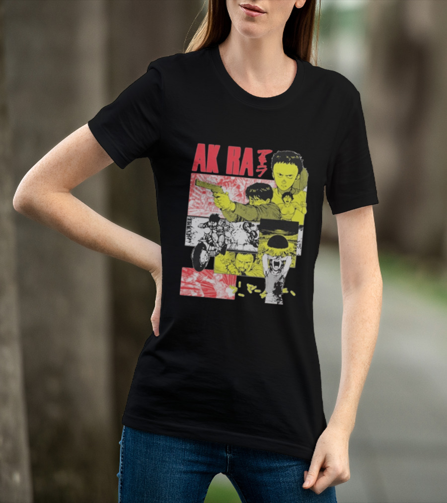 Akira Manga Panels Gun Motorcycle Explosion Red Yellow T-Shirt