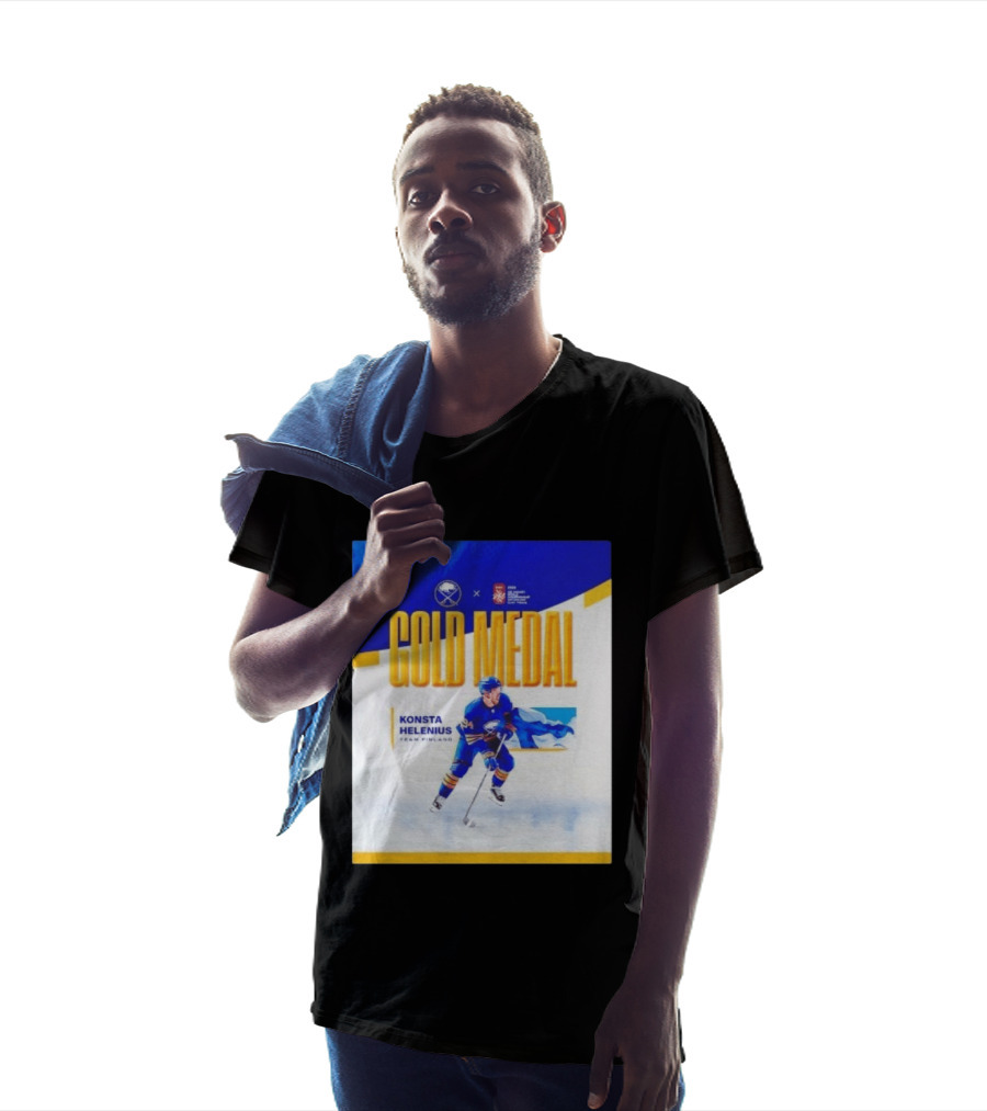 Konsta Helenius Team Finland 2023 Gold Medal Hockey T-Shirt