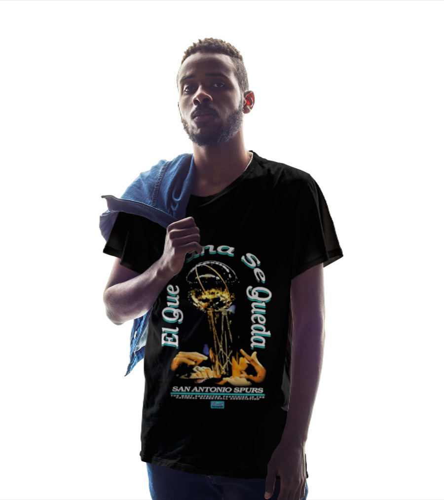 San Antonio Spurs El Que Gana Se Queda Winner Stays On Illustrated Basketball Trophy T-Shirt