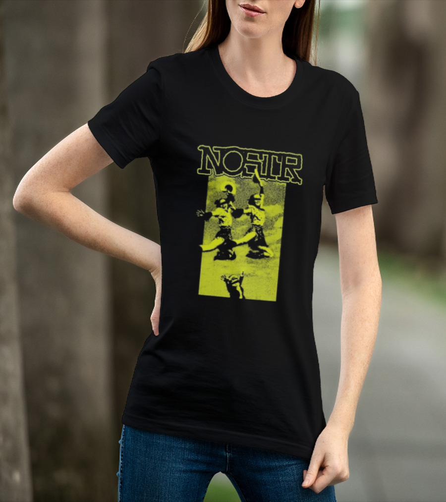 NOSTR Cheerleader Cartoon Character In Bold Font T-Shirt