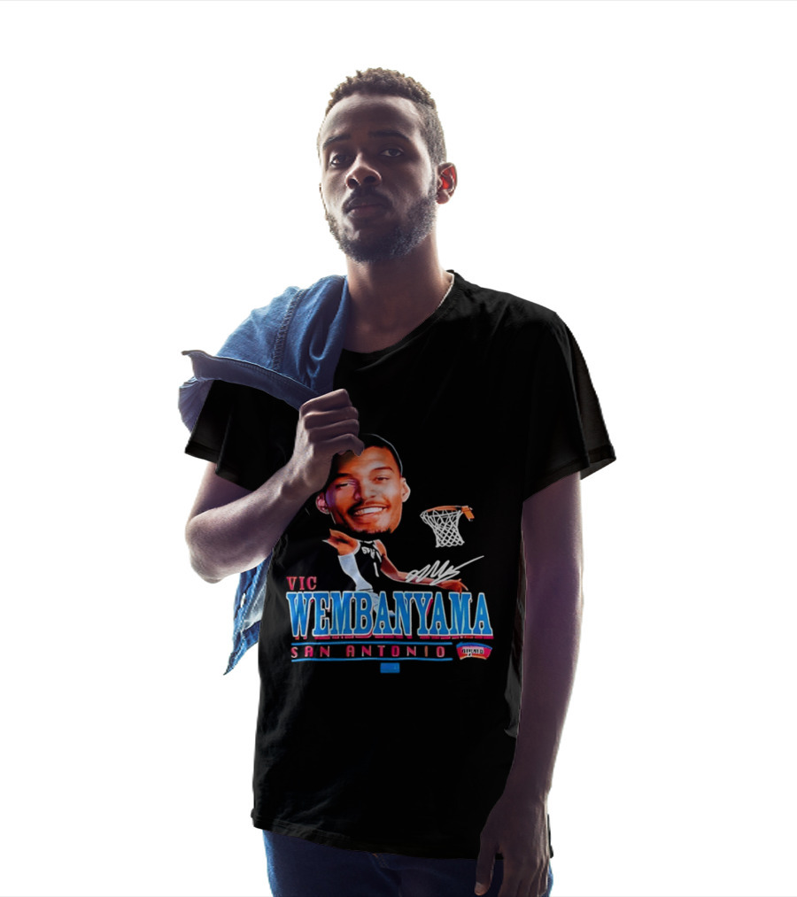 Vic Wembanyama Dunking San Antonio Spurs Autograph T-Shirt