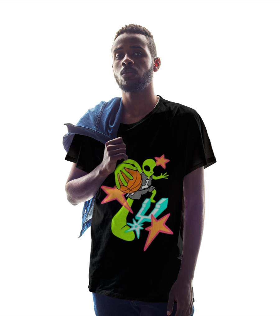 Victor Wembanyama Spurs Alien Basketball Dunk With Stars And Number 1 Jersey T-Shirt