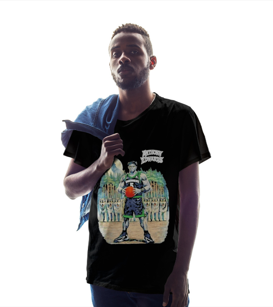 Anthony Edwards Timberwolves Basketball Player With Wolves Moon T-Shirt