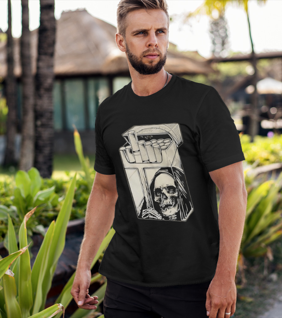 Grim Reaper Smoking Cigarette Pack T-Shirt