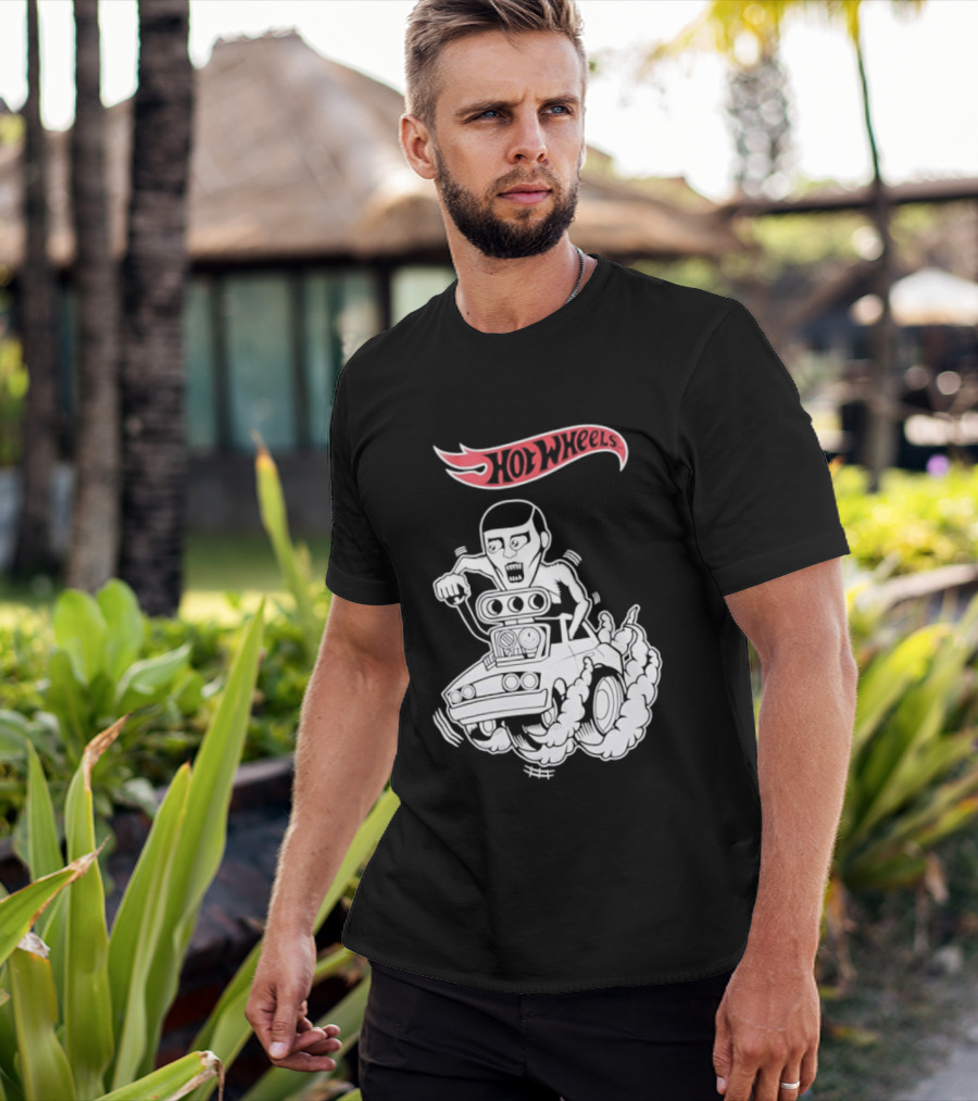 Hot Wheels Racing Car Driver Black Flame T-Shirt