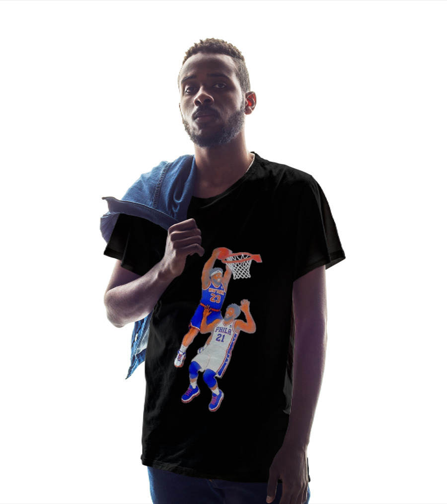 Pixel Art Basketball Dunk Mitchell Robinson New York 23 Joel Embiid PHILA 21 T-Shirt
