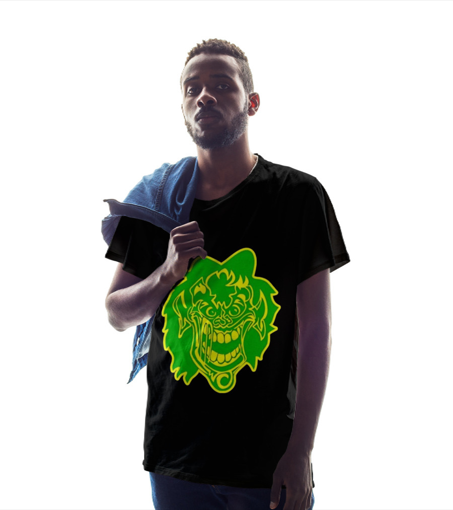Insane Clown Posse Hatchetman Wicked Clown Face Neon Green Yellow T-Shirt