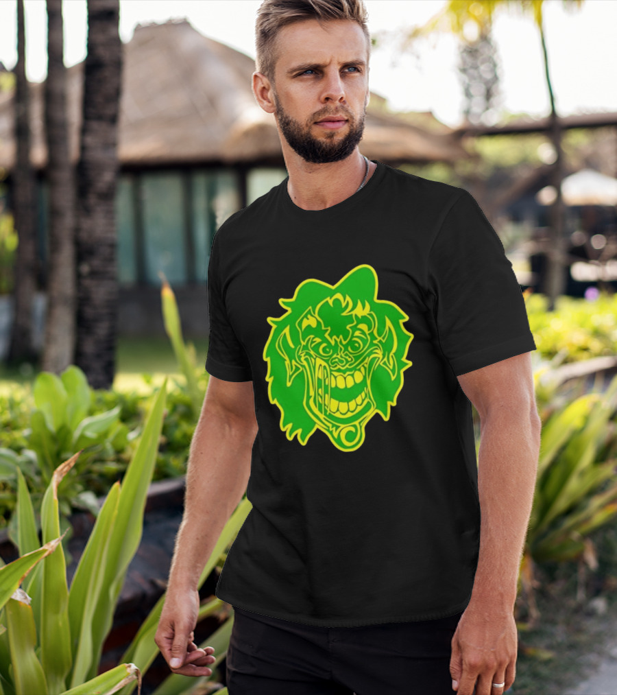 Insane Clown Posse Hatchetman Wicked Clown Face Neon Green Yellow T-Shirt