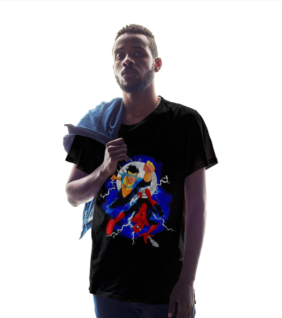 Invincible Spider Man Marvel Comics Crossover Action Hero Dynamic Duo T-Shirt