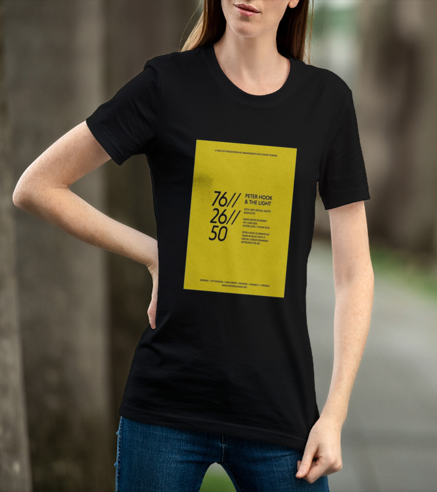 Peter Hook & The Light 76 26 50 Manchester Academy Buzzcocks Retrospective Set T-Shirt