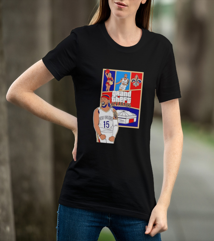 Grand Theft Alvarado New Orleans NOLA 15 Fleur De Lis Basketball T-Shirt