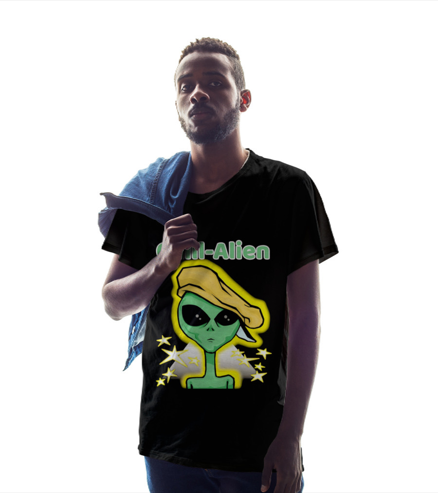Chill Alien Beret Hat Stars Glow T-Shirt